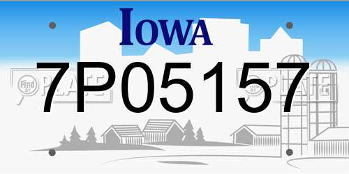7P05157 Iowa License Plate