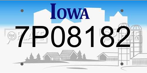 7P08182 Iowa License Plate