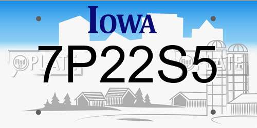 7P22S5 Iowa License Plate