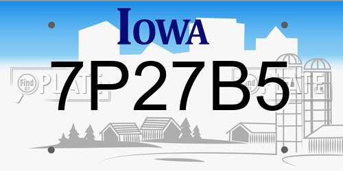 7P27B5 Iowa License Plate