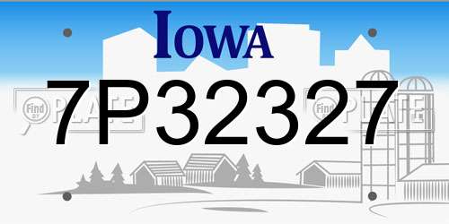 7P32327 Iowa License Plate