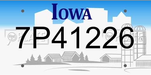 7P41226 Iowa License Plate