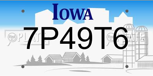 7P49T6 Iowa License Plate