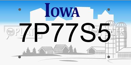 7P77S5 Iowa License Plate