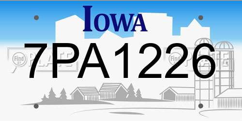 7PA1226 Iowa License Plate