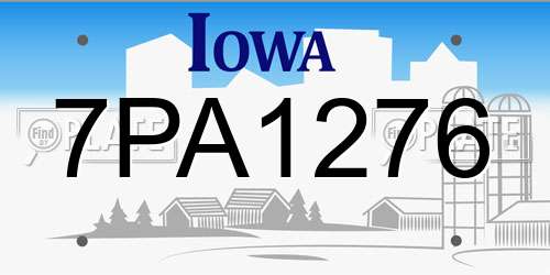 7PA1276 Iowa License Plate