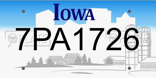 7PA1726 Iowa License Plate