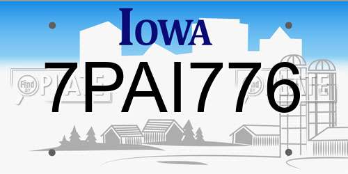 7PAI776 Iowa License Plate