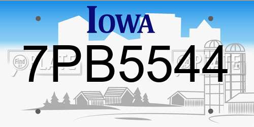 7PB5544 Iowa License Plate