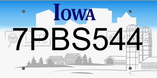 7PBS544 Iowa License Plate