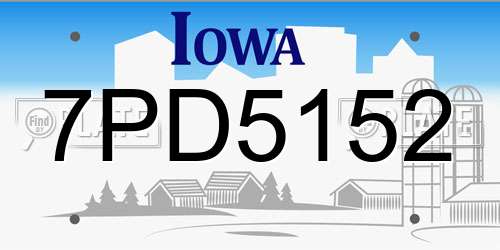 7PD5152 Iowa License Plate