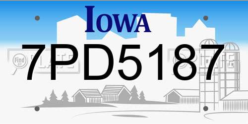 7PD5187 Iowa License Plate