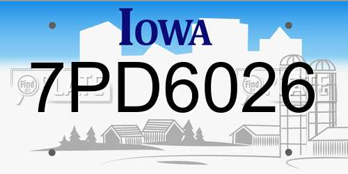 7PD6026 Iowa License Plate
