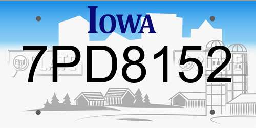 7PD8152 Iowa License Plate