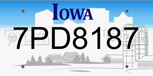 7PD8187 Iowa License Plate