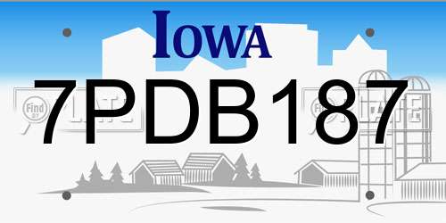 7PDB187 Iowa License Plate
