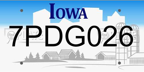 7PDG026 Iowa License Plate