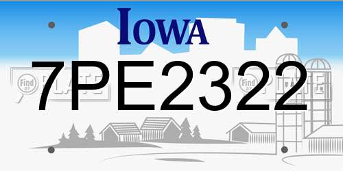 7PE2322 Iowa License Plate