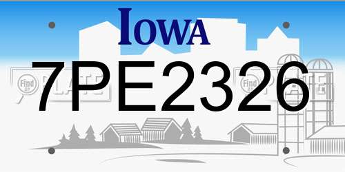 7PE2326 Iowa License Plate