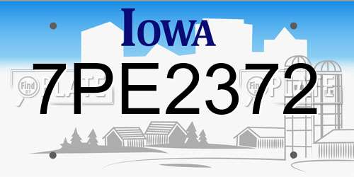 7PE2372 Iowa License Plate