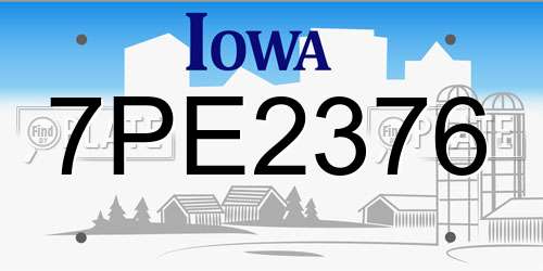 7PE2376 Iowa License Plate