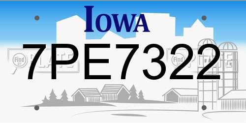 7PE7322 Iowa License Plate