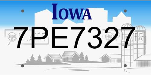 7PE7327 Iowa License Plate