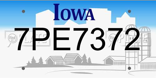 7PE7372 Iowa License Plate