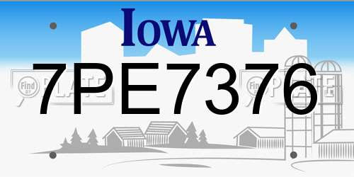 7PE7376 Iowa License Plate