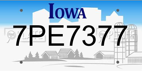 7PE7377 Iowa License Plate