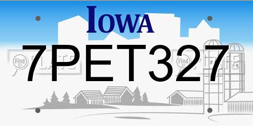 7PET327 Iowa License Plate
