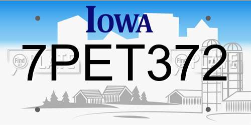 7PET372 Iowa License Plate