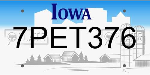 7PET376 Iowa License Plate