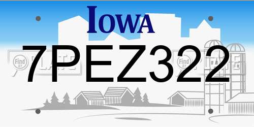 7PEZ322 Iowa License Plate
