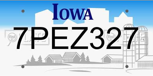 7PEZ327 Iowa License Plate