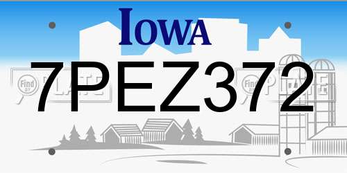 7PEZ372 Iowa License Plate