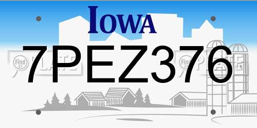 7PEZ376 Iowa License Plate