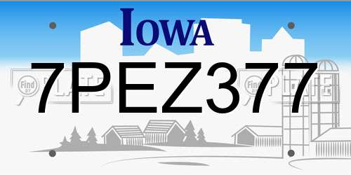 7PEZ377 Iowa License Plate