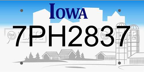 7PH2837 Iowa License Plate