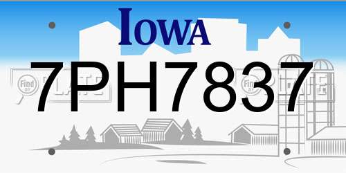 7PH7837 Iowa License Plate