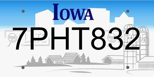 7PHT832 Iowa License Plate