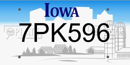 7PK596 Iowa License Plate