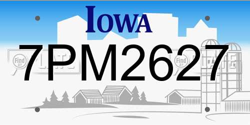 7PM2627 Iowa License Plate