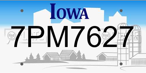 7PM7627 Iowa License Plate