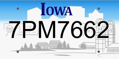 7PM7662 Iowa License Plate