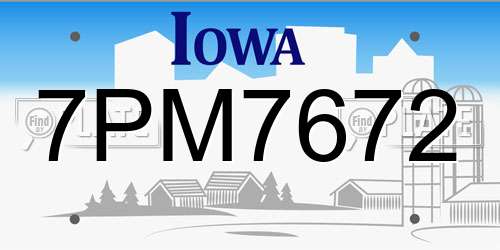 7PM7672 Iowa License Plate
