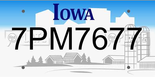 7PM7677 Iowa License Plate