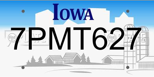 7PMT627 Iowa License Plate