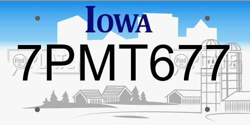 7PMT677 Iowa License Plate