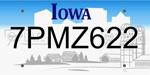 7PMZ622 Iowa License Plate